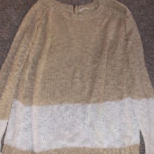 mystree gold and white sweater with gold zipper